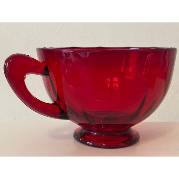 Tea Cup Handle Ruby Red Glass Footed Base Replacement Vintage Unmarked - Picture 6 of 11